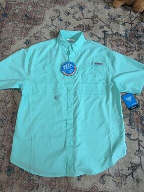 Columbia Men’s Short-Sleeve Button-Down Shirt - Aqua